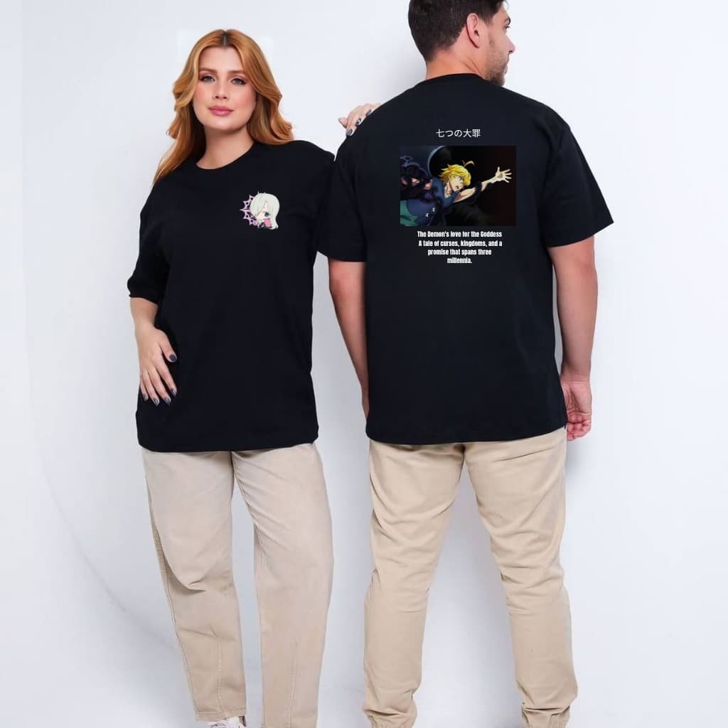 Kit Conjunto Camiseta Casal Anime Nanatsu No Taizai Algodão Personalida Premium