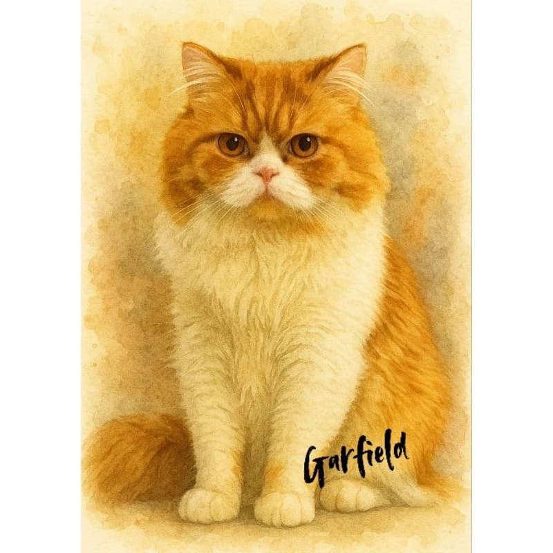 Retrato Personalizado Gato - Aquarela Digital - Quadro Pet