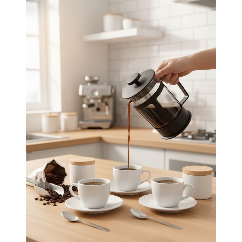 Cafeteira Prensa Francesa 600ml Café Cremeira Café Expresso Leite Cremoso Vidro e Plástico