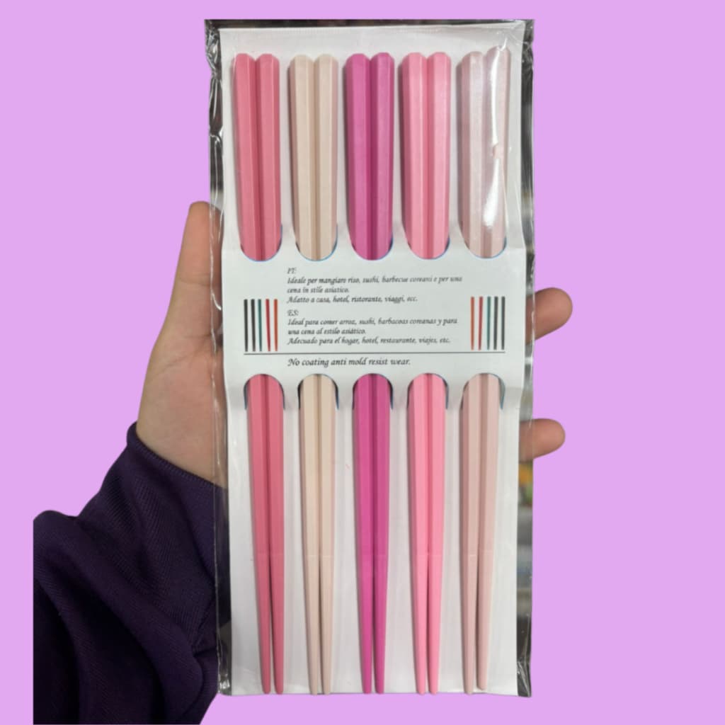 Kit c/ 5 pares de Hashi Feminino Rosa