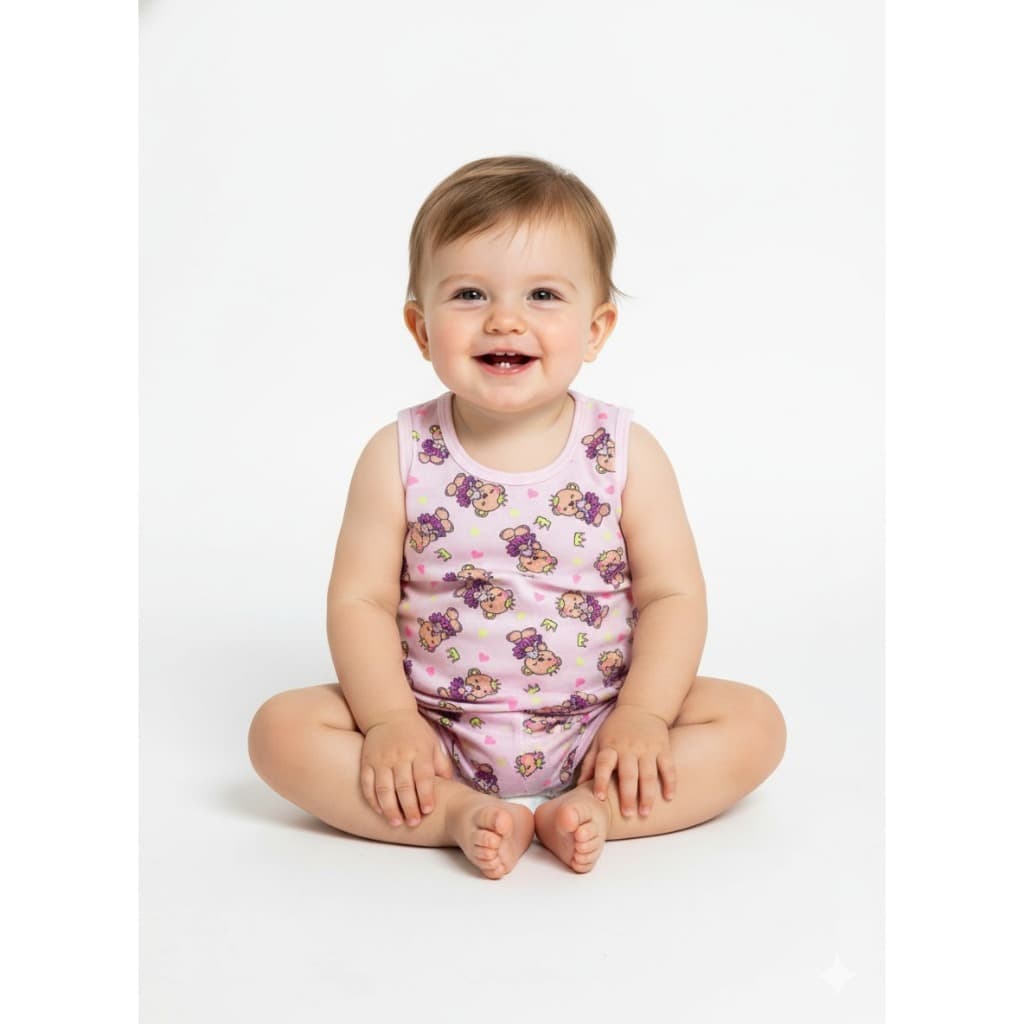 Kit  Conjunto Bebê Regata e shortinho Estampado | Pijama Malha Confortável  Menino e Menina| P M
