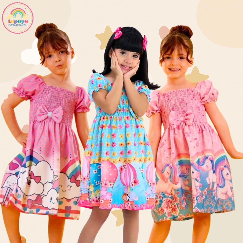 Vestido de festa infantil menina tema safari 2 anos aniversário estampa passeio criança animais fofo