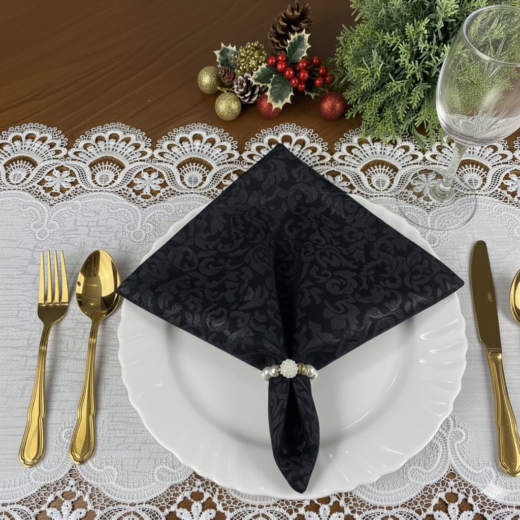 Kit 4 Guardanapos Eventos Buffet Decoração Mesa Posta 35x35cm Tecido JACQUARD