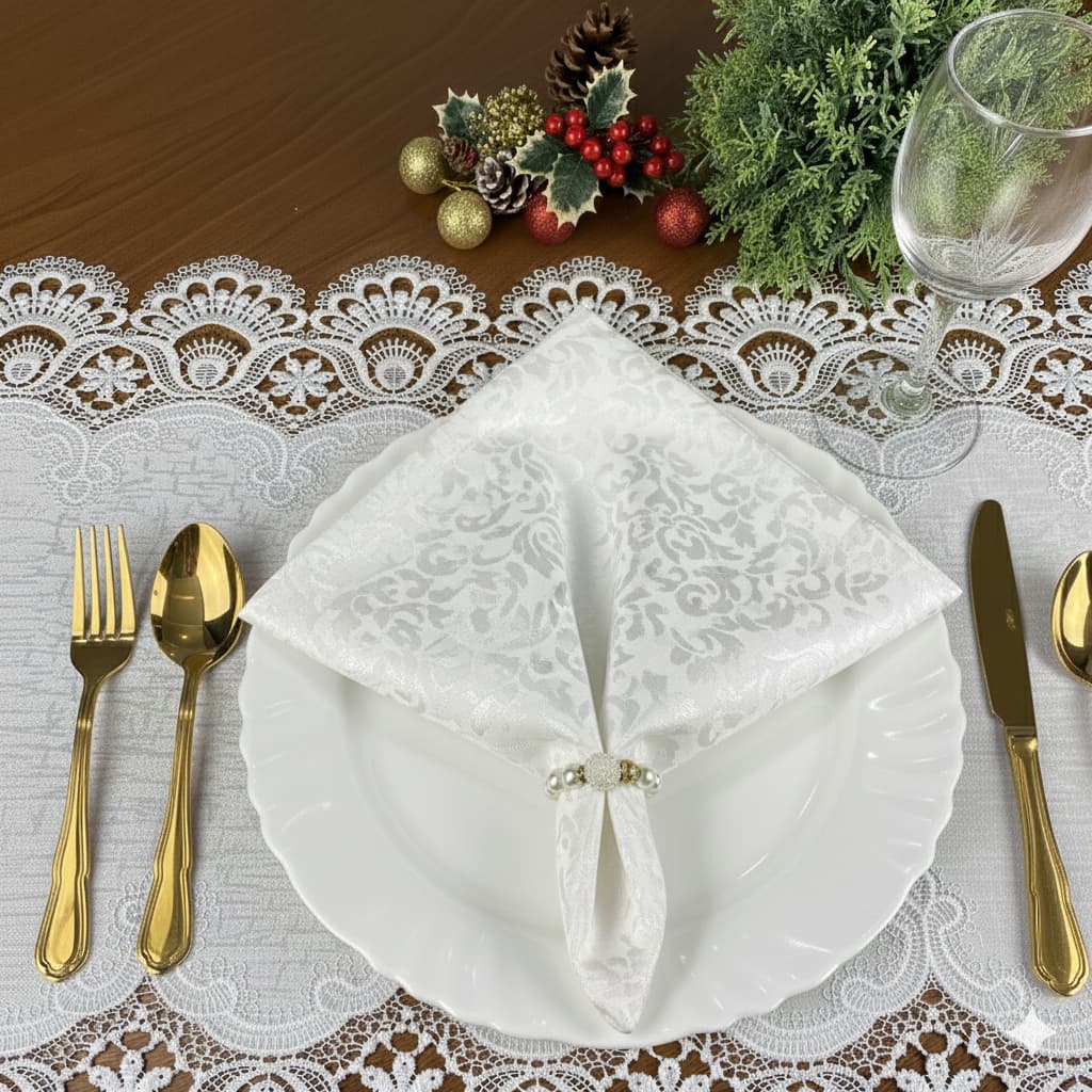 Kit 6 Guardanapos Buffet Decoração Festa Mesa Posta Tecido Jacquard 35x35 cm