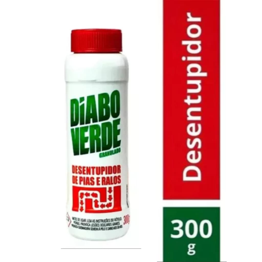 DIABO VERDE GRANULADO DESENTUPIDOR DE PIAS RALOS RÁPIDO E FORTE 300g