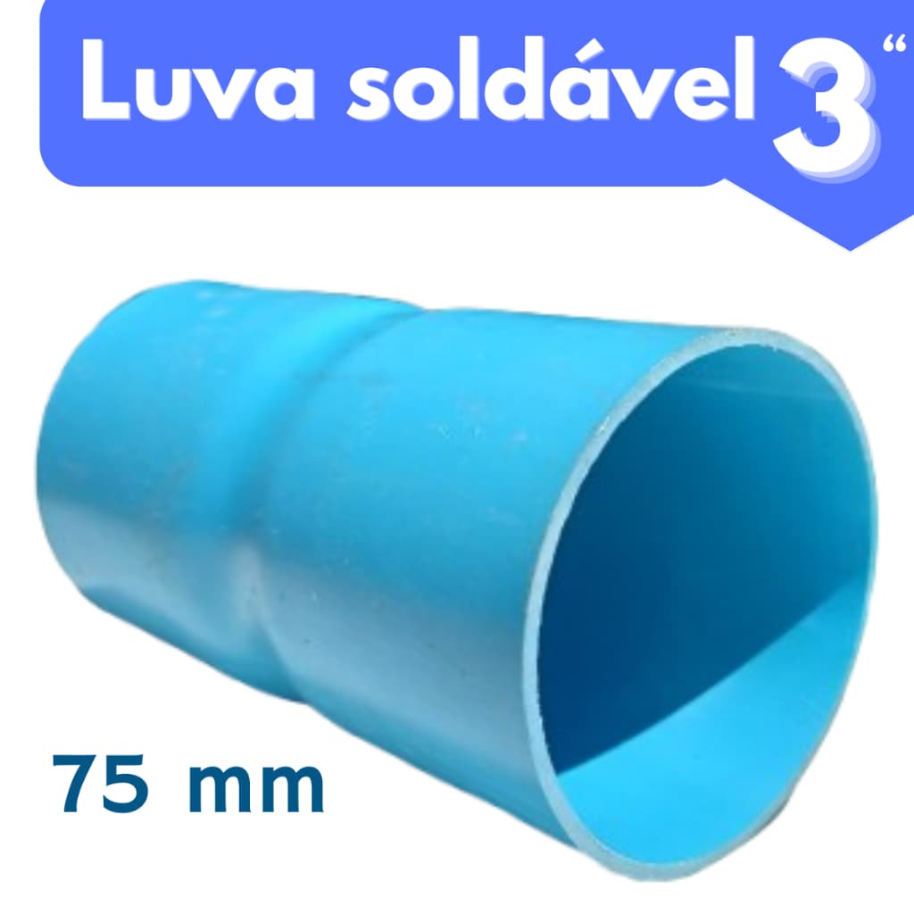 Luva Emenda Soldável 75mm 3” polegadas para Cano de irrigação Peça de Irrigação Marca Coor plastik Emenda 3 Polegada 75m