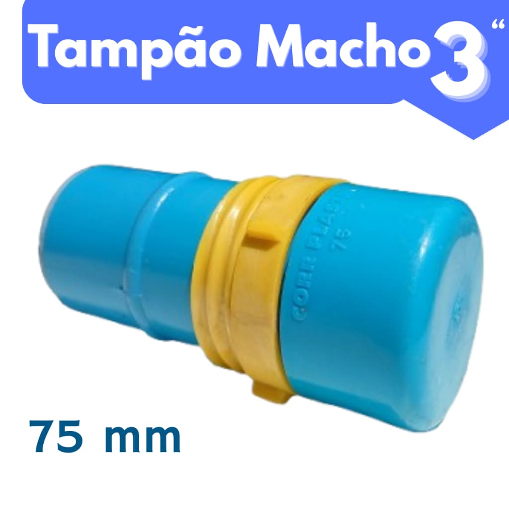 Cap macho Tampa 3 polegadas Peça de irrigação para lavouras Tampão pvc 3 azul Marca Coor plastik