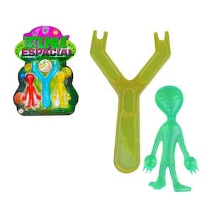 Estilingue Espacial Brinquedo Lança Alien Sensorial Gruda na Parede de Slime