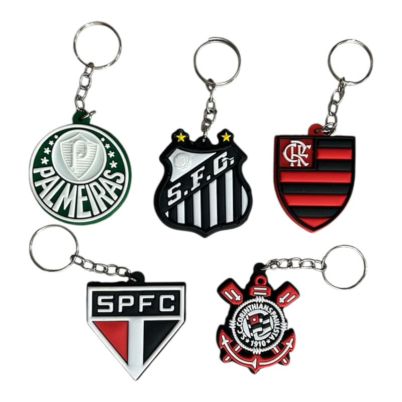 Kit 12 Unidades Chaveiro de Borracha Times de Futebol