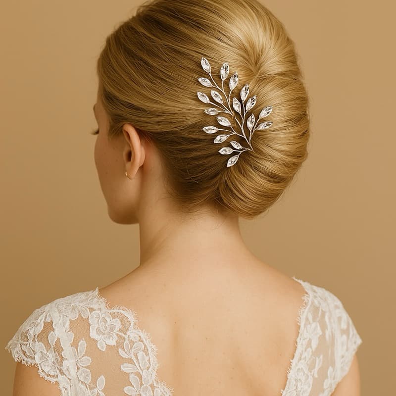Arranjo de cabelo casamento civil coque banana grampo de cristal prata para noivas floristas daminhas Enfeite delicado