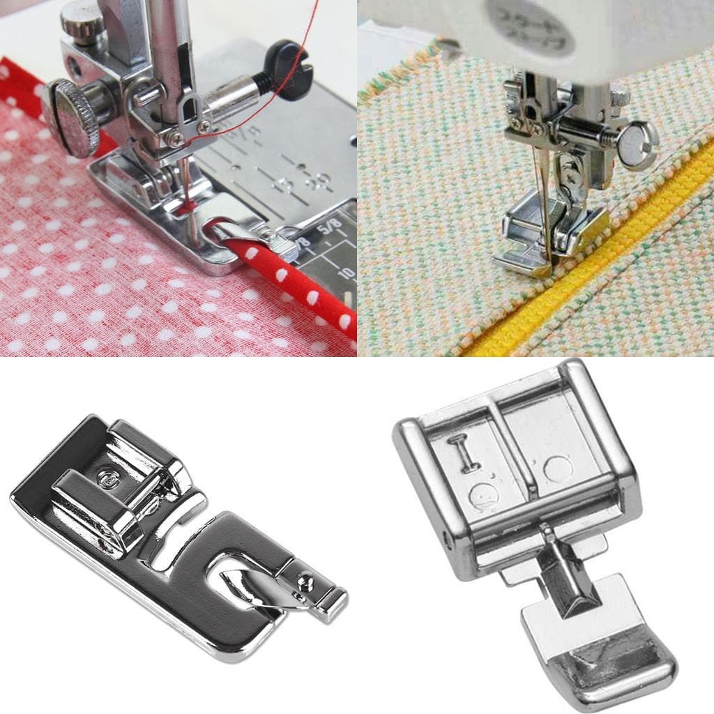 2 Pçs Calcadores Bainha Estreita e Zíper Comum Acabamento Perfeito Pé Sapata Sapatilhas Máquina de Costura Doméstica