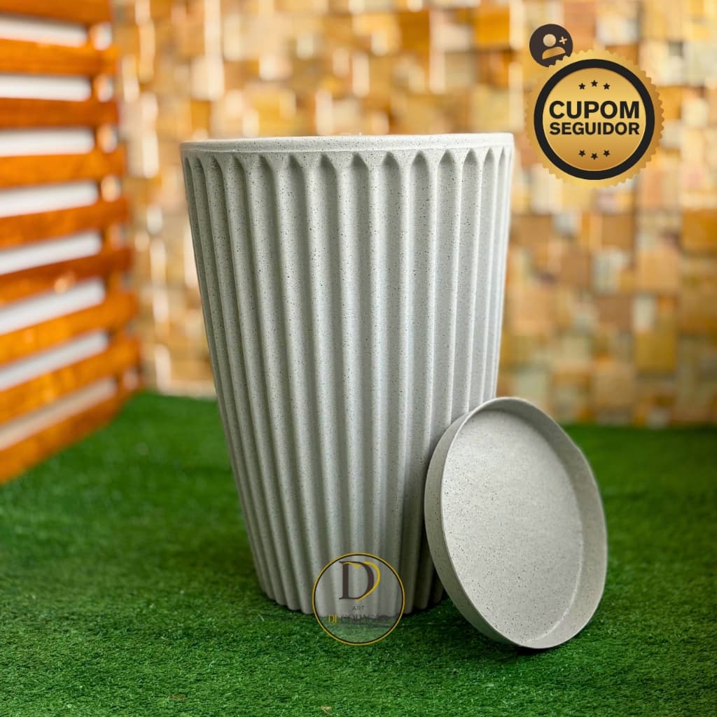 Vaso Decorativo Coluna Romana 47cm com Prato - Luxo Premium p/ Sala, Jardim ou Varanda