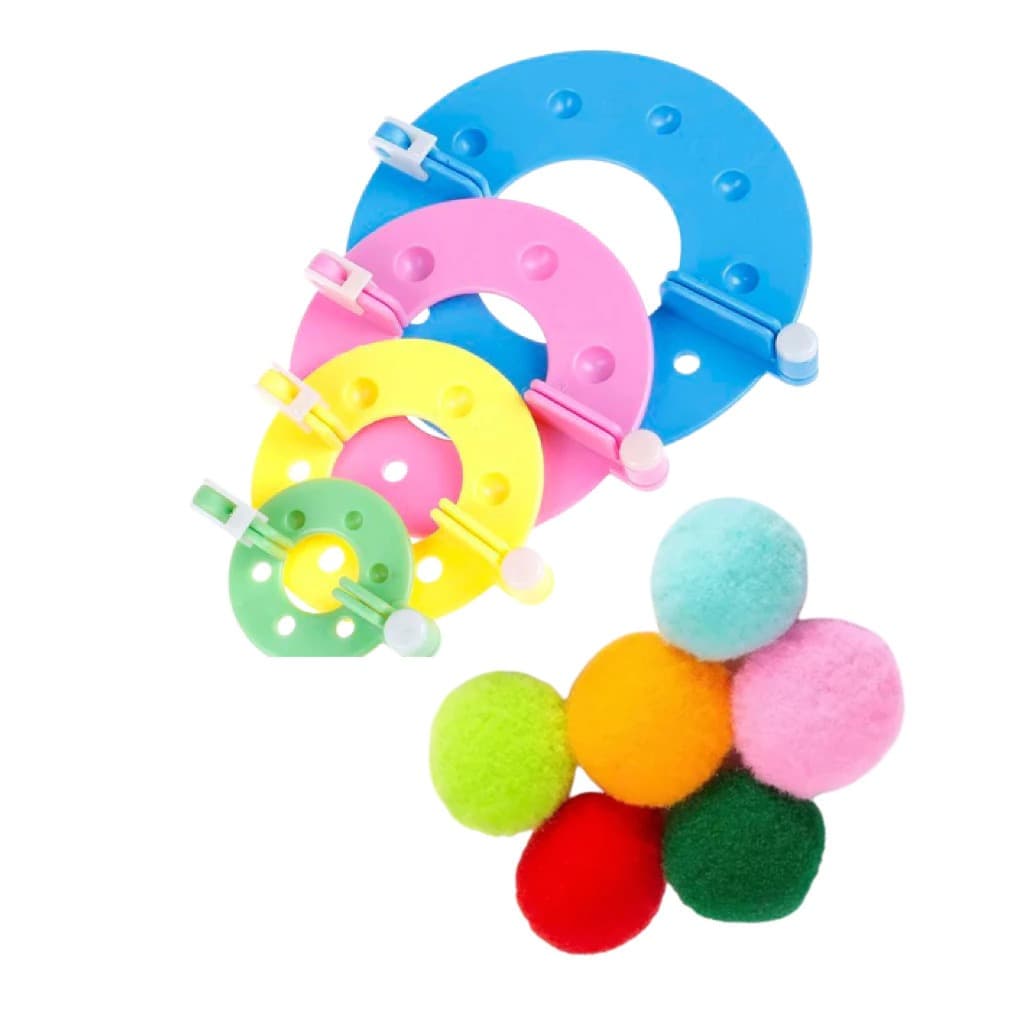 Kit faz Pompom com 4 tamanhos - 8 peças