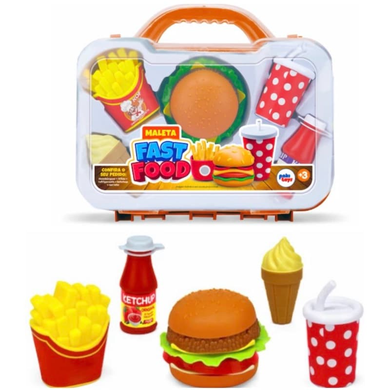 Maleta Kit Fast Food Brinquedo Educativo Hambúrguer
