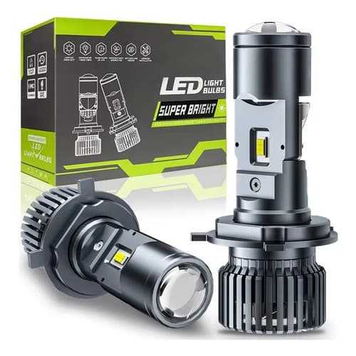 Par Ultra Super Led Lampada Farol Carro Mini Projetor H4 200w 40000lm Carros Motos Alto Brilho