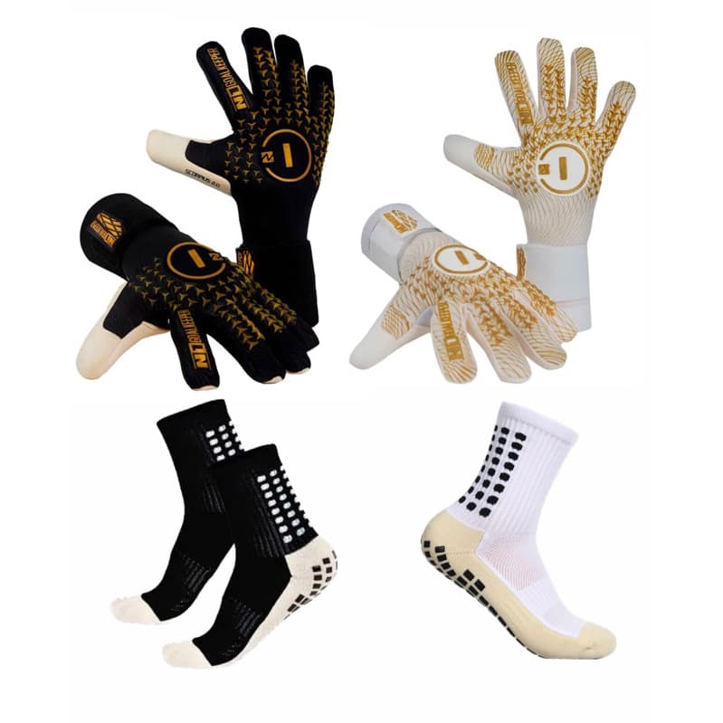 Luva de Goleiro Profissional N1 Scorpius Branca com Dourado 2.0 + meia antiderrapante - Envio mesmo Dia