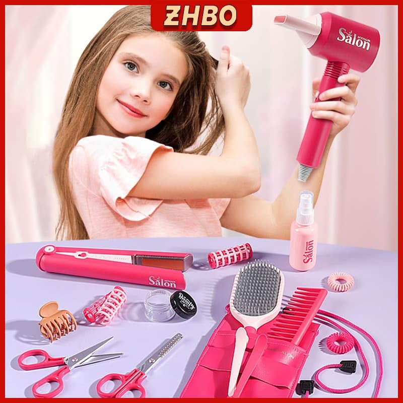 Caixa de ferramentas de cabeleireiro brinquedo para corte de cabelo e salão de beleza