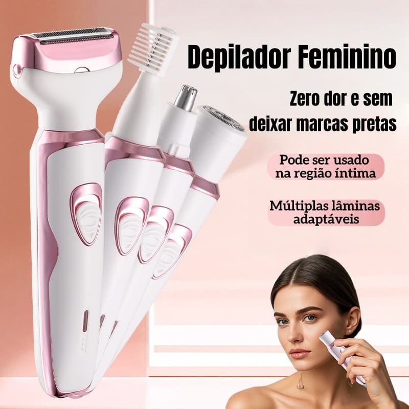 Depilador Feminino 4 em 1 ​​Depilação Corporal​ Portátil​​ Recarregável​ ​USB​ Para Senhora Fácil De Usar Aparador