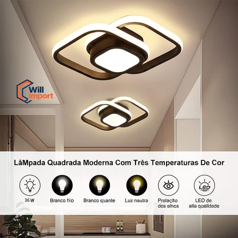 Luminária De Teto Plafon Led Moderna Lustre para Corredor Sala Quarto Cozinha