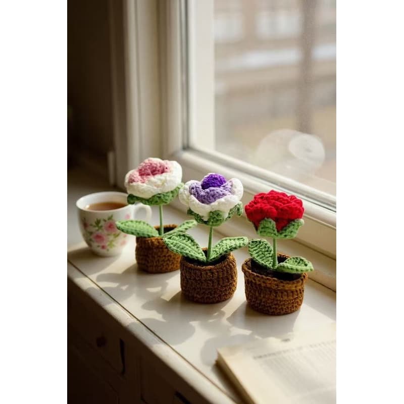 Enfeites De Flor De Crochê Artesanal - Feito à Mão Para Decoração