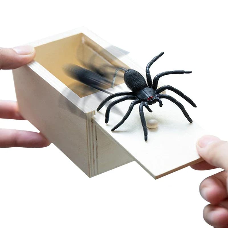 Caixa de Sustos com Aranha Realista de Madeira Brinquedo de Pegadinha Presente Divertido para Amigos