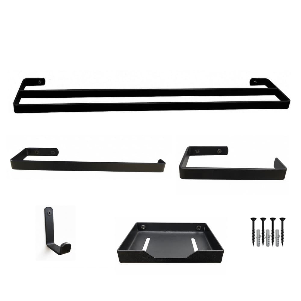 Kit Acessórios Para Banheiro Preto 5 Peças Com Suporte de Sabonete Sofisticado