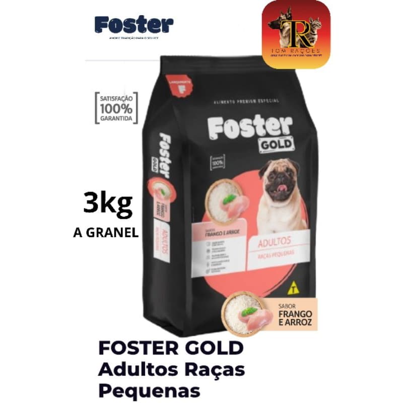 3kg a granel, FOSTER GOLD RAÇAS PEQUENAS, Premium Especial, sabor frango e arroz, para cães de pequeno porte.