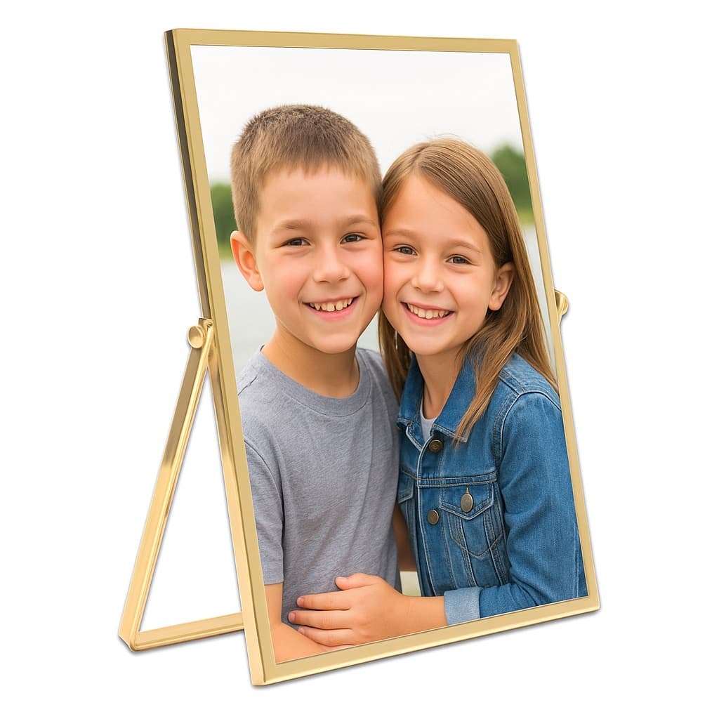 Porta Retrato Mesa 15x20 Metal e Vidro Dourado