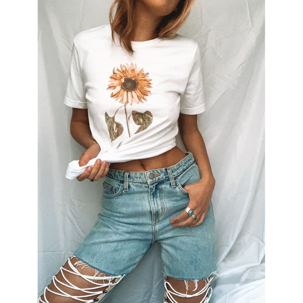 Camiseta Girasol amarelo baby look