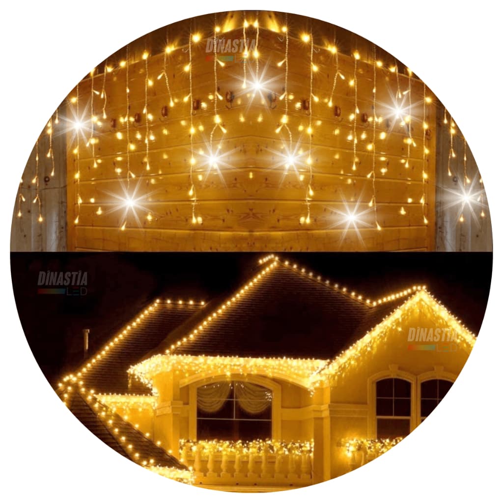 Cascata LED 10m Strobo 400 Luzes Conexão Macho Fêmea Bivolt Festa Casamento Decoração Jardim