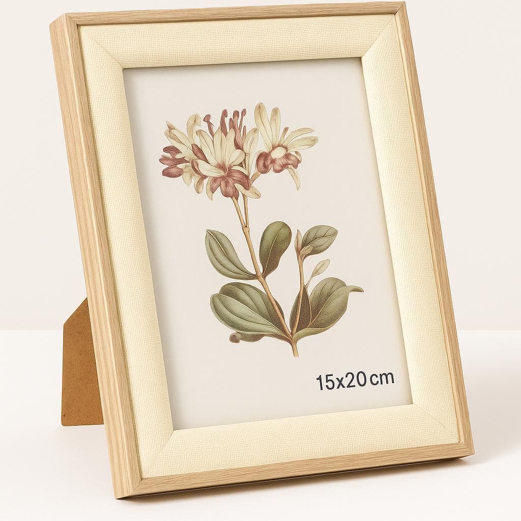 Porta Retratos LYOR 15x20cm e 13x18cm  Bege Mdf com Vidro Decoração Elegante