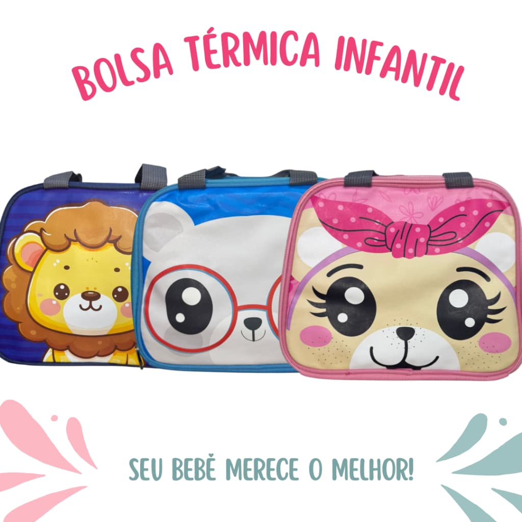 Bolsa Térmica Infantil Lancheira Bebê Mamadeiras e Lanches Escolar Menina Menino - Conserva por Horas recreio