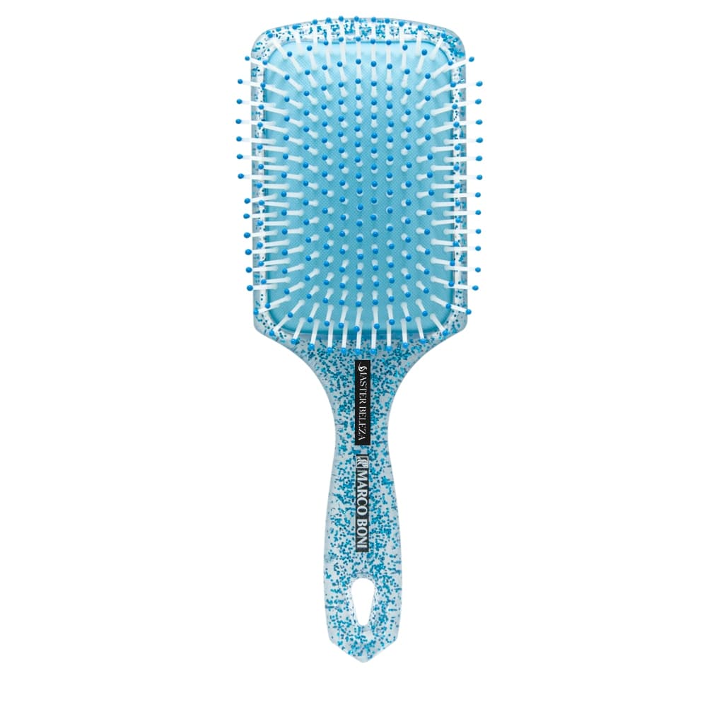 Escova De Cabelo Raquete Nylon Glitter Marco Boni Azul