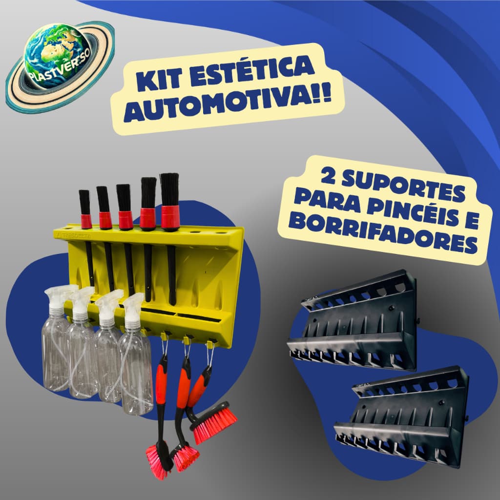 Kit 2 Suporte Pincel Borrifadores Escovões Chaves Toalhas para Estética Automotiva Fabrica Casa