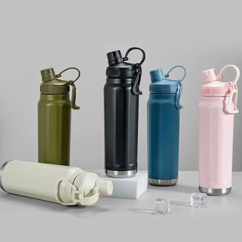 Garrafa 750ml Inox Térmica Camada Dupla Com Alça Não vaza Bebidas Quentes E Frias