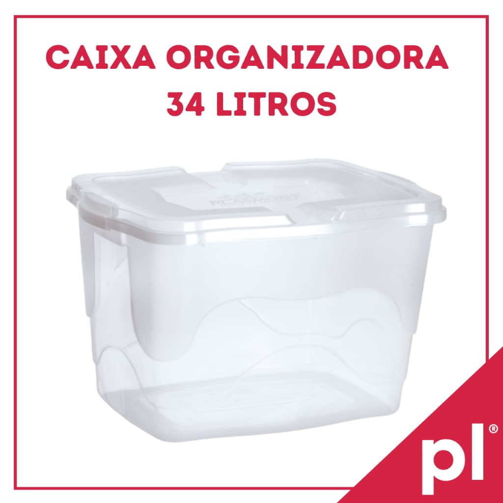 1,2,3 e 4 Caixa Organizadora 34L Transparente de Plástico Container Para Brinquedos Roupas Documentos