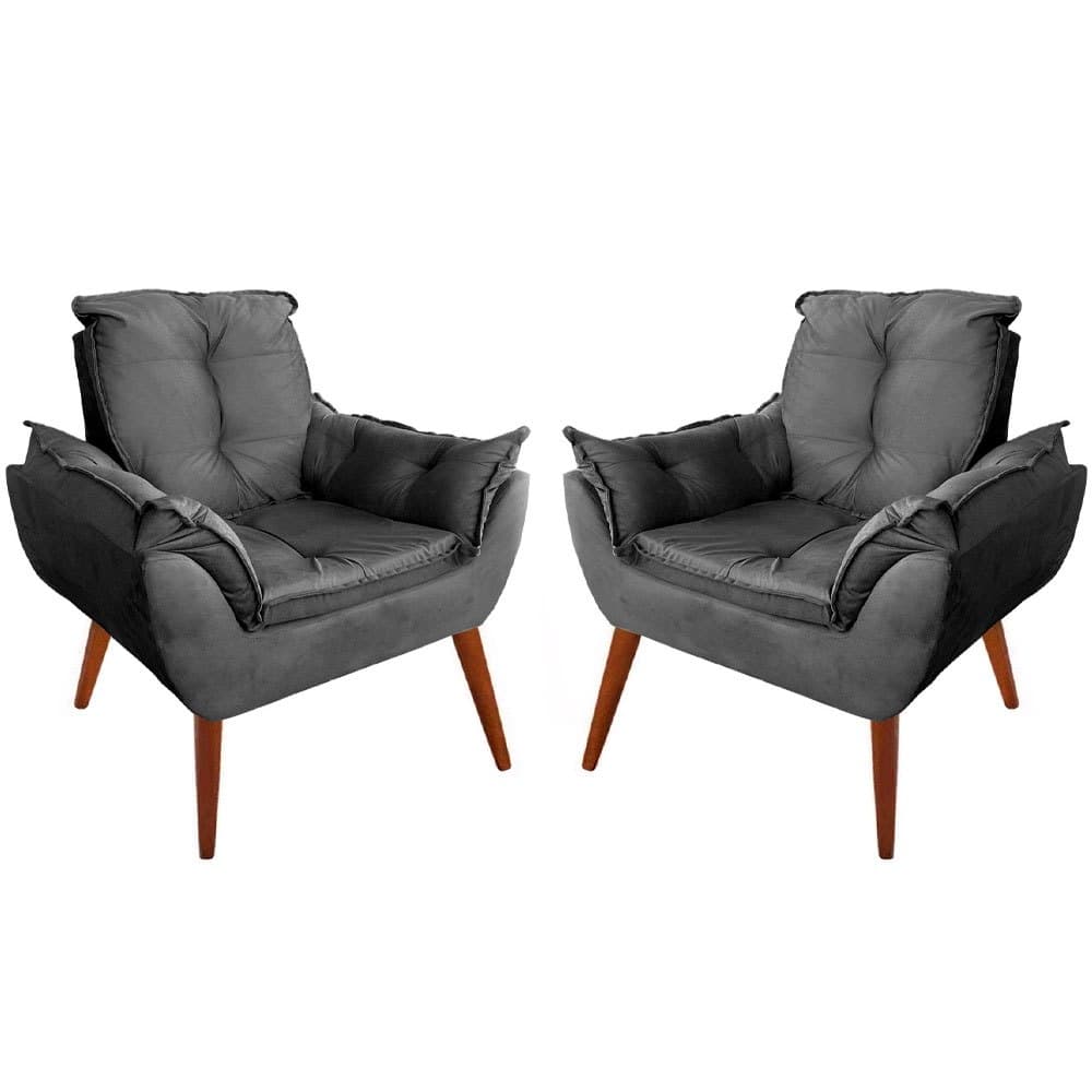Kit 2 Poltronas Decorativa Opala - Poltrona Para Recepção - Poltrona Para Sala De Estar E Recepção