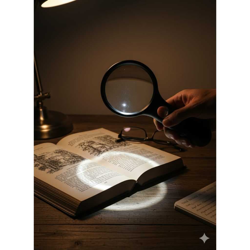 Lupa de Mão com Iluminação LED e Aumento Triplo – Ideal para Leitura e Detalhes