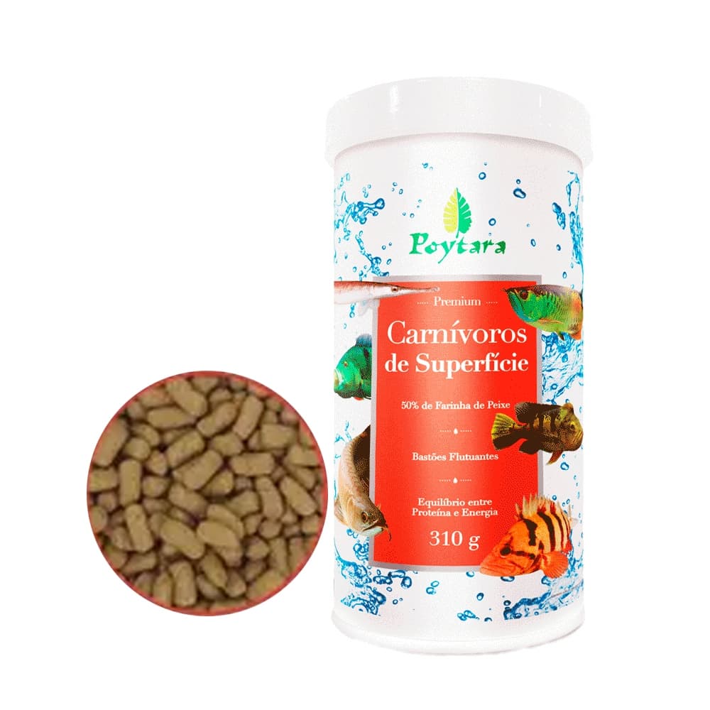 Ração Poytara para Peixes Carnívoros de Superfície 310g