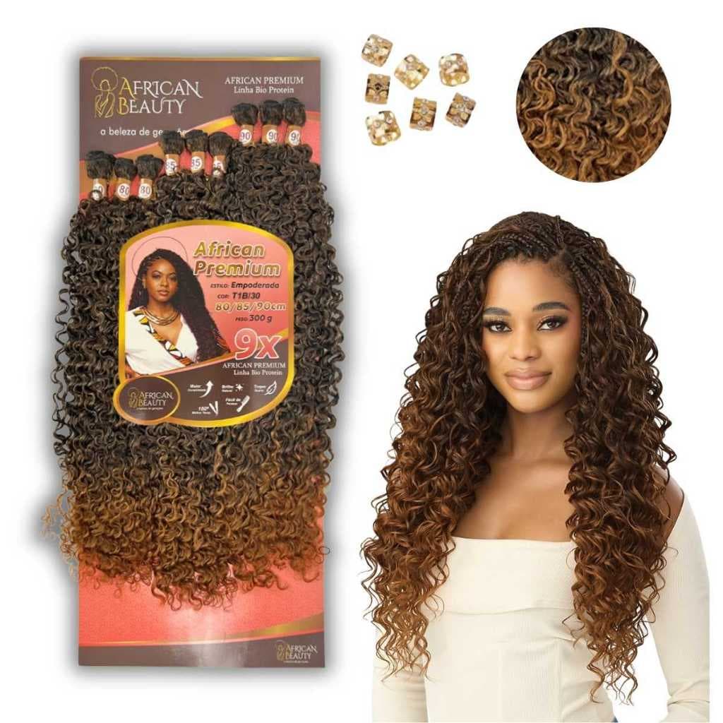 Cabelo Bio Fibra Tela African Beauty 90cm Tranças Entrelaca 320g