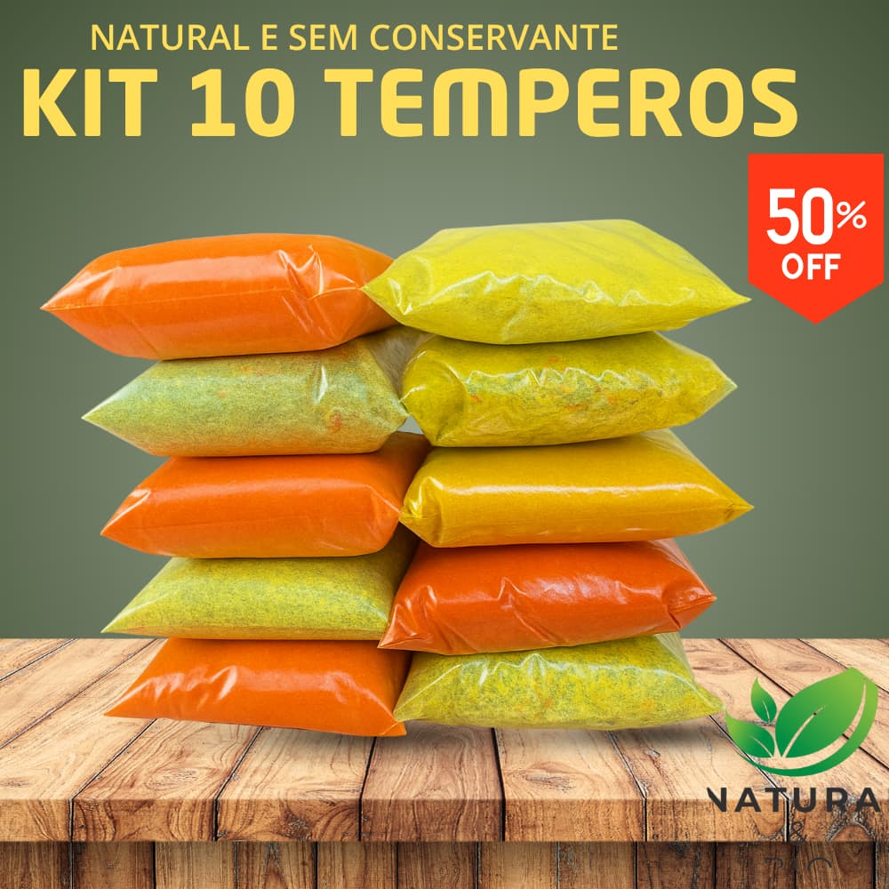 TEMPEROS E CONDIMENTOS KIT 10 UNIDADES NATURAIS SEM CONSERVANTES ESPECIARIAIS