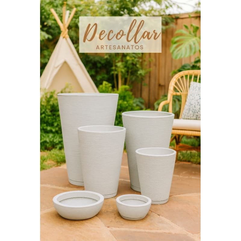 Kit 6 Vasos Coluna Redonda Escovada Luxo Premium 1,2,3,4 Grandes e Bacia Escovada 1,2 Resistente Não Ocupa Espaço..