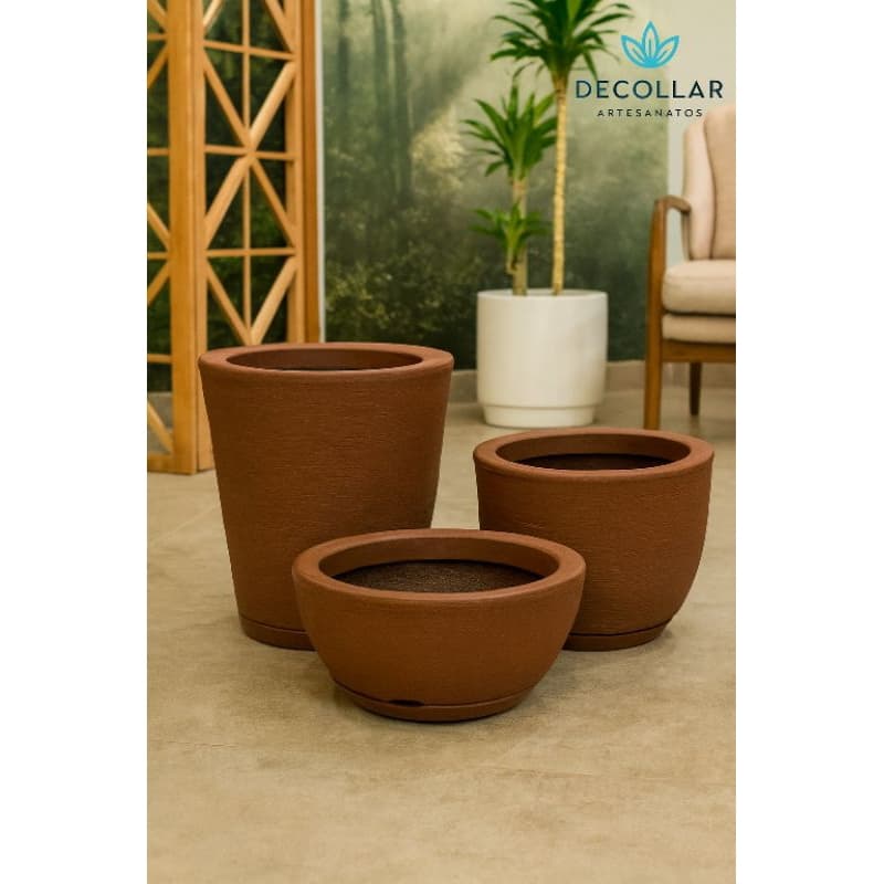 Kit 3 Vasos Coluna Redonda Escovada 1 e Bojo Escovado 1 e Bacia Escovada 1decoração e beleza para sua casa,qualidade  ..