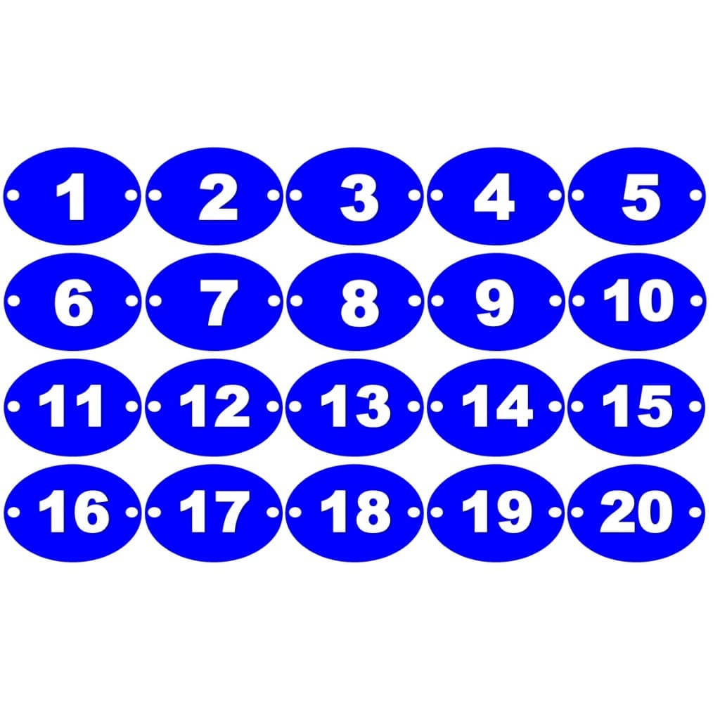 KIT Numero Oval Pvc Do 1 Ao 20 - Artesanal  ou A Escolher Numeração - LMS FERRAMENTAS