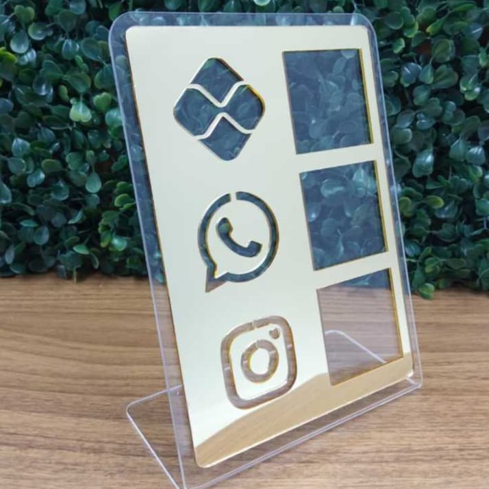 Placa Pix Display Plástico PS Mesa Balcão QR Code Whatsapp Instagram Pagamento Interativo Comércio