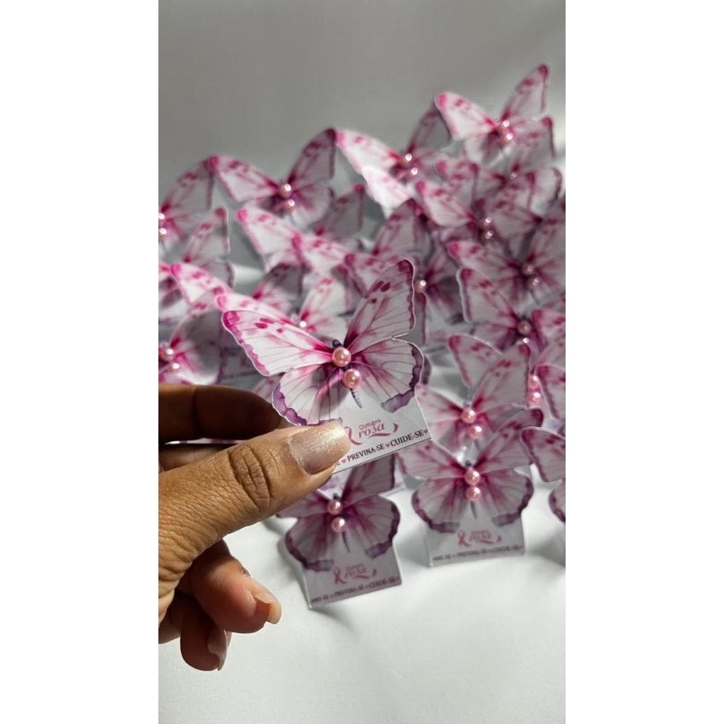 Lembrancinha Borboleta  TODOS OS TEMAS  | TAG COM o brinco| KIT 50 e 100 unidades | Mimo para clientes - OUTUBRO ROSA