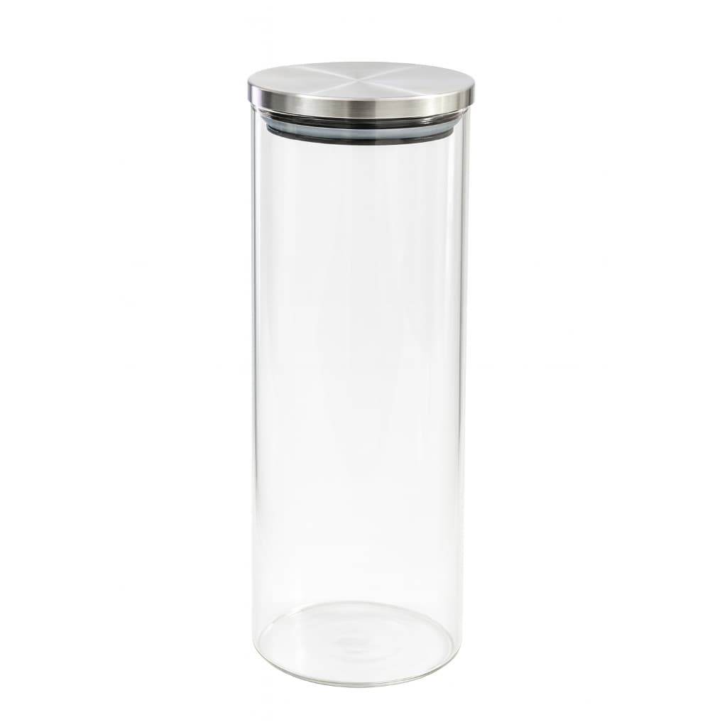 Kit Potes Herméticos 2000ml Tampa Inox Redondo Vidro Mantimentos