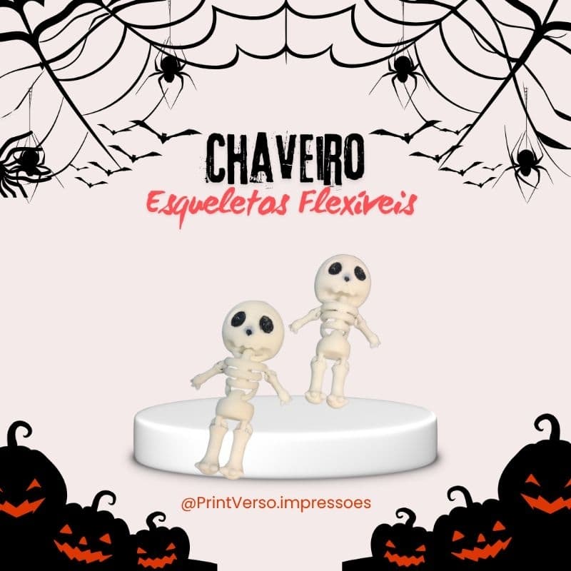 Chaveiro esqueletos flexíveis halloween