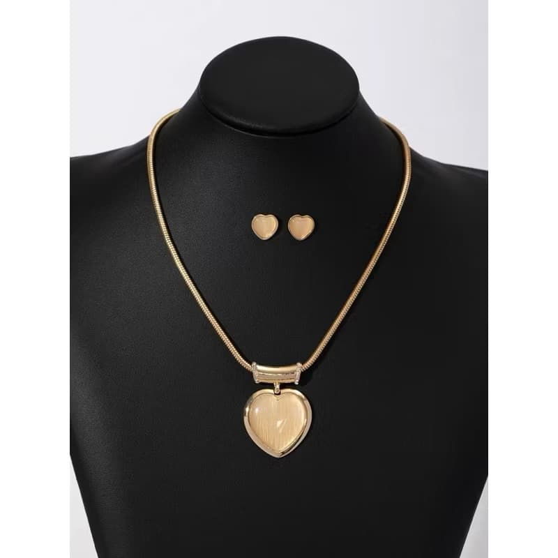 Conjunto de colar de brincos de pedra de olho de gato