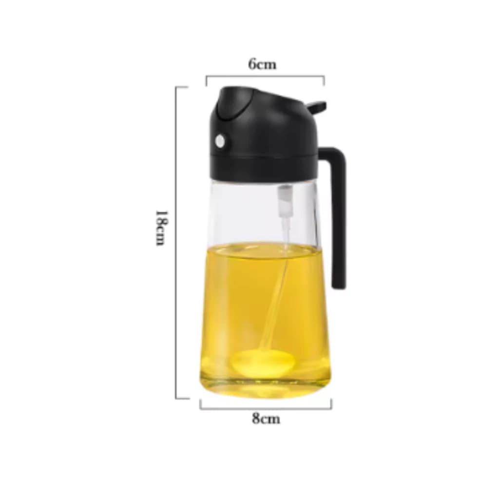 Borrifador Vidro Fratelli  Porta Azeite e Vinagre 2x1 Spray 450ml - Master Cozinha - Preto